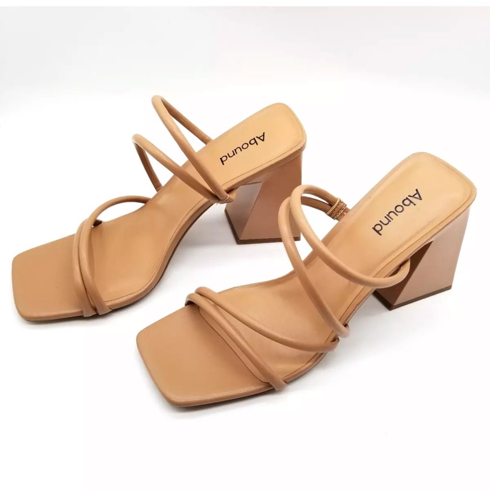 NEW Abound Nordstrom Tan faux leather block heel women multiple sizes available